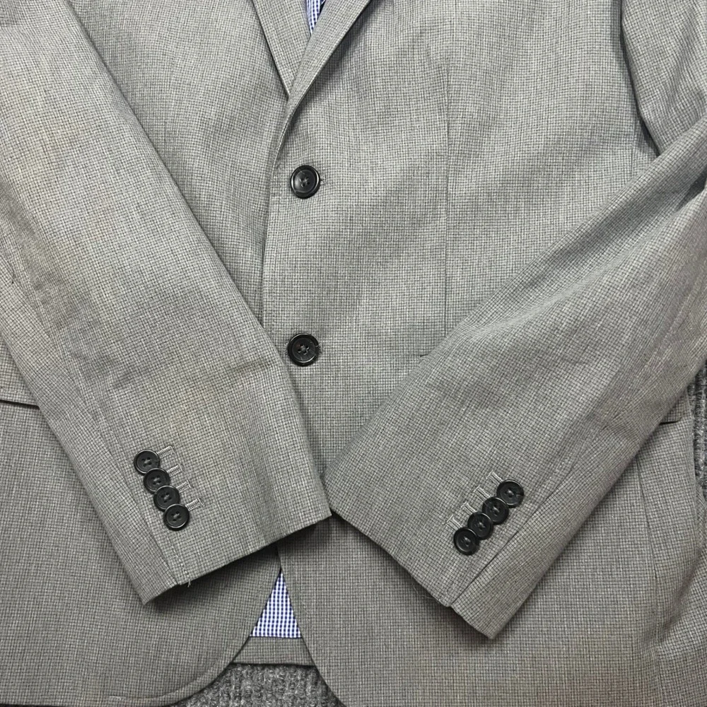 Banana Republic Mens 40S Grey No Iron Tailored Fit Blazer Sport Coat Micro Check